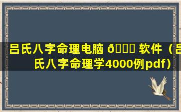 吕氏八字命理电脑 🐈 软件（吕氏八字命理学4000例pdf）